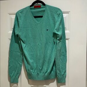 Caroline Herrera v neck green cotton/leather Sweater